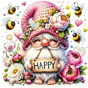 Gnome Diamond Paintings Kits for Adults, Flower Diamond Art Kits Full Drill Diamond Dots Paint with Diamonds Gem Arts and Crafts for Beginner Home Wall Decor