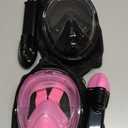 QingSong Full Face Snorkel Mask for Adults, Snorkeling Gear with Camera Mount, 180 Degree Panoramic View Snorkel Set Anti-Fog Anti-Leak (Large-X-Large, 2 Pack - Black+Pink)