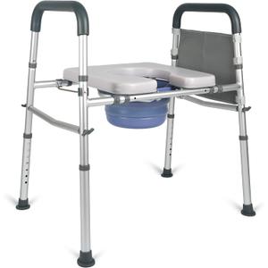 3-in-1 Bedside Commode, Porta Potty Chair for Adults with Sturdy Dual-Crossbar Support Construction, Stable Raised Toilet Seat 400 Lbs Bedside Commodes for Seniors