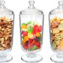 24fl oz Glass Candy Jars with Lids,3 Pack Apothecary Jars,Storage Jar for Candy, Cookies, Snacks, Kitchen Pantry, Clear Glass Jar for Countertop Display & Party Favors