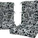 LVTXIII 2 Pack Outdoor High Back Cushions, 22" W x 20" D Tufted Seat and Back Chair Cushion with Ties, Fluffy Patio Replacement Rocking Chair Cushion for Outdoor Furniture Use, Flower Black
