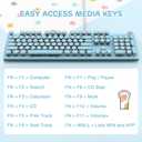 LexonElec Typewriter Style Retro Mechanical Gaming Keyboard, Vintage Steampunk with White LED Backlit, Wired 104-Key Blue Switch Cute Keyboard, Round Keycaps Knob Control for PC/Laptop/Mac (Blue)