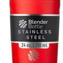BlenderBottle Strada Shaker Cup Insulated Stainless Steel Water Bottle with Wire Whisk, 24-Ounce, Red