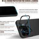 Black Genuine Leather Case for iPhone 15 Pro Max with Hidden Stand, Multifunctional Slim Fit Unique Designer Phone Protective Cover Compatible with MagSafe for Men Women