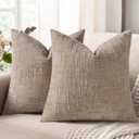 decorUhome Fall Oatmeal Chenille Throw Pillow Covers 18x18 Set of 2 Thick Textured Slubby Couch Pillow Covers Farmhouse Accent Modern Neutral Decorative Pillow Cases for Bed Sofa Living Room