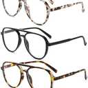 DXYXYO Retro Aviator Reading Glasses for Women, Mens Lightweight Blue Light Blocking Computer Readers