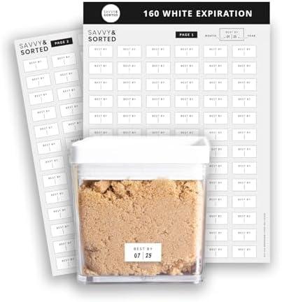 Expiration Date Pantry Labels, 160 Waterproof Food Expiration Date Label for Containers, Kitchen Stickers for Food Freshness, Use by Meal Prep Labels, Best by Write On Labels