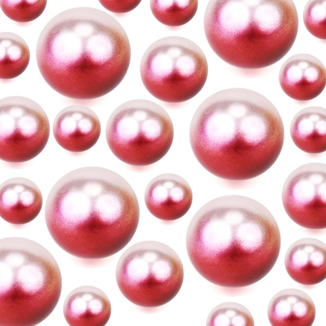 TMCLHXYNF 150Pieces Floating NO Hole Pearls Beads and 2300 Pieces Water Gel Beads for Vases Faux Pearls, Floating Gradient red-Brown Pearls Centerpiece for Party Table Wedding