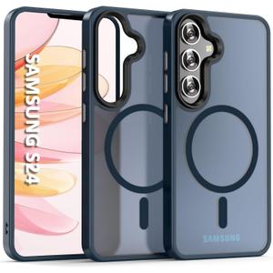 Phone Case for Samsung Galaxy S 24 Case Galaxy S24 Case Mag-Safe Compatible Military Grade Slim Shockproof, Magnetic Protective Cell Phone Case, for Samsung Galaxy S24 (Dark Blue)