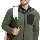 M MAELREG Fleece Hoodies Jacket Men Full Zip with 3 Zip Pockets Lightweight Soft Warm Hoodie for Golf Athletic Travel (Green)