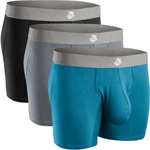 Real Men 7in Modal Boxer Briefs D Pouch Med 3pk Blk/ Blu/ Gry Mens Bulge Enhancing Underwear Mens Bulge Underwear Long Leg Boxer Briefs For Men