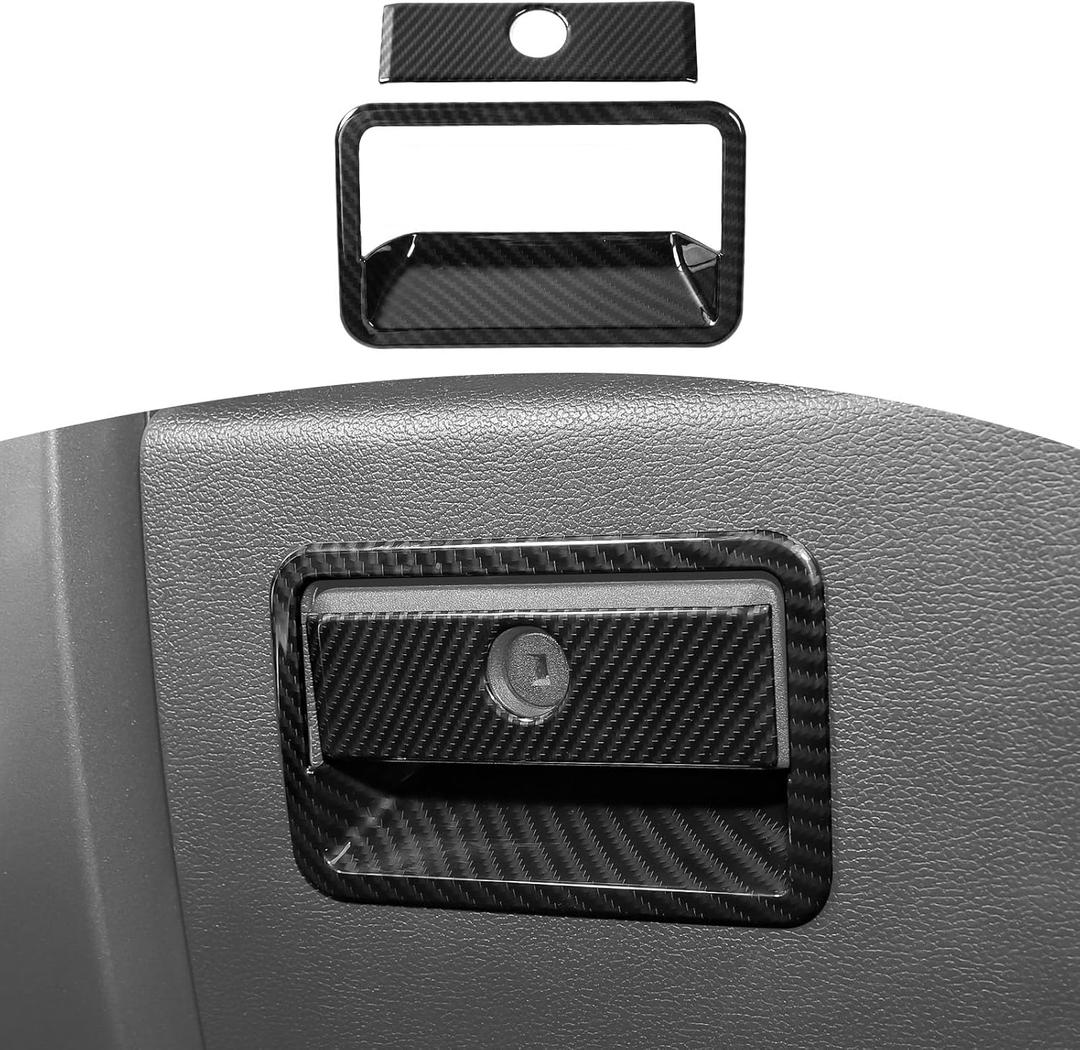 RT-TCZ for F150 Glove Box Latch Handle Trim Cover for Ford F150 2015-2020 Black ABS Carbon Fiber Interior Accessories