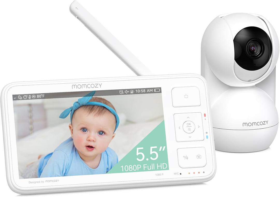 Momcozy Video Baby Monitor, 5.5 1080P Full HD Baby Monitor with Camera No WiFi, Infrared Night Vision, 5800mAh 120-hrs Battery, ECO, VOX, 2-Way Audio, 1640ft Range, Record and Rewind Locally, BM03
