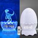 Dinosaur Egg Kids Clock | Alarm Clock | Colors Night Light | Lullaby Sound Machine |Bluetooth Speaker, Remote Control Cool Dinosaur Decoration & Unique Gift for Kids/Boys/Girls, White, ZQY002