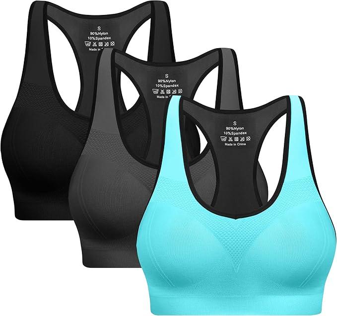 Racerback Sports Bras for Women with Pads - High Impact Athletic Tank Tops for Yoga and Workout Brassieres Bra, M