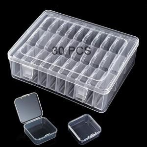 Small Bead Organizer Storage Box, 30PCS Mini Clear Plastic Containers Transparent Rectangle Cases with lid for Collecting Beads Jewelry Crafts Nail Tiny Items