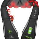 Snailax Cordless Massager - Shiatsu Neck and Shoulder Massager with Heat, FSA Eligible, Portable, Lumbar, Back Electric Massage Pillow, Christmas Gift (Black)