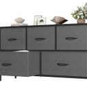 OLIXIS Dresser for Bedroom with 5 Drawers, Wide Chest of Drawers, Fabric Bedroom Dresser with Drawer Organizers, Storage Organizer Unit with Fabric Bins for Closet, Living Room, Hallway,Grey, 11.7"D x 38.6"W x 20.9"H