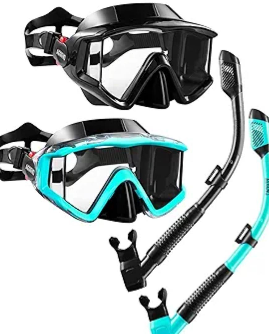 Aegend Snorkeling Gear for Adults Youth Kids, Snorkel Mask with Top Dry Valve - Panoramic View Anti-Leak and Anti-Fog with Mesh Bag for Snorkeling, Scuba Diving, Freediving & Swimming