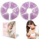 Breast Therapy Ice Packs, Hot and Cold Breast Pads, Breastfeeding Essentials Large Gel Bead Packs for Moms, 4 Pack (Purple, M)