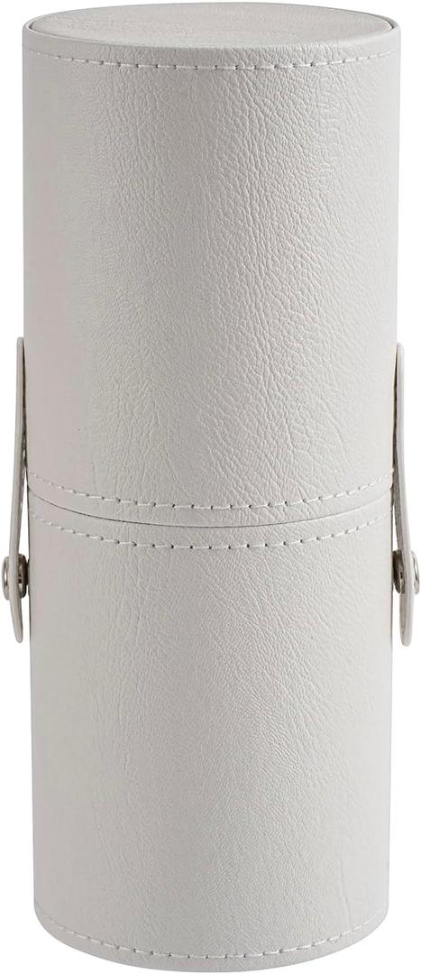 RSRSLEII Portable Makeup Brush Holder, Waterproof PU Leather Travel Makeup Brush Case Bag Cup, Brush Storage Dustproof Bag (03White)