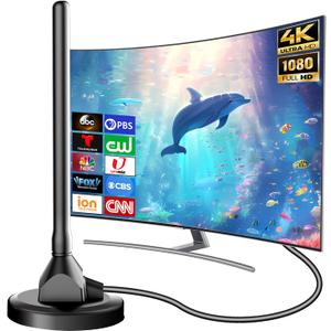 Indoor Antenna for Smart TV,HDTV Antenna with Strong Magnetic Base,TV Antenna for Local Channels,Digital Antenna for TVs Indoor Support 4K 1080p (DT012-2)