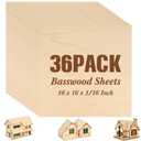 Riakrum Basswood Sheets Plywood Board Unfinished Wood Boards for Crafts for DIY Laser Projects Architectural Mini House Building Hobby Model Making(16 x 16 x 1/16 Inch,1)