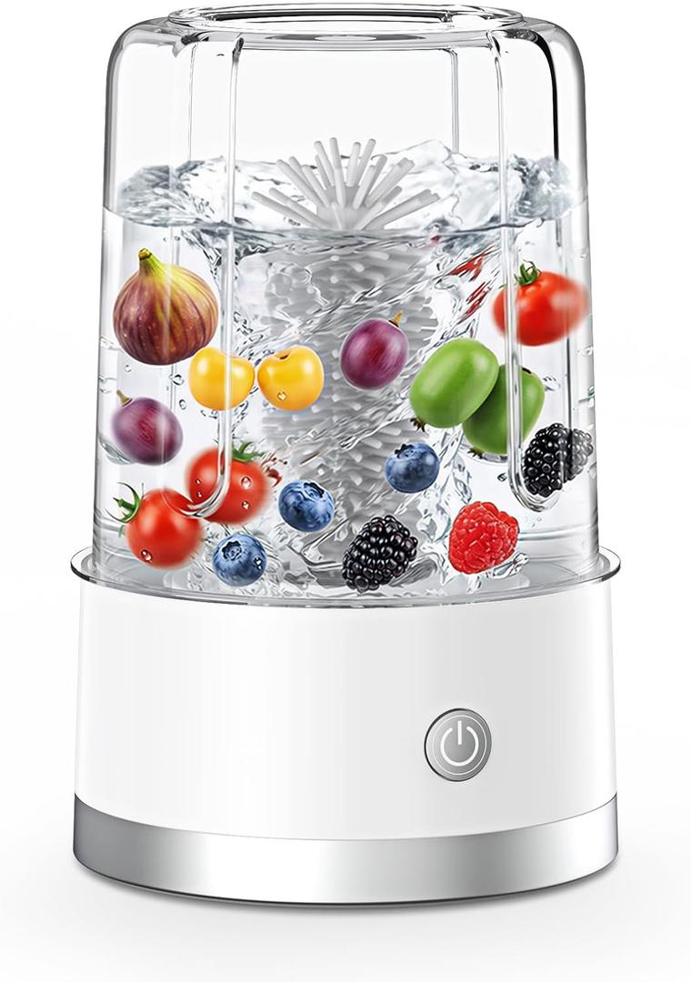 Electric Fruit and Vegetable Washer Machine, Fruit Cleaner Spinner Machine with OH-ion Purification Technology, Suitable for Small Fruits Such as Blueberries, Cherry Tomatoes, and Raspberries