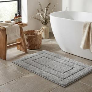 GRANNY SAYS Gray Bathroom Rug, Bath Mat for Bathroom Non-Slip, Super Soft and Water Absorbent, Microfiber Bath Rug, Machine Wash Dry, Bath Rug for Floor, Tub and Shower, 32" x 20"