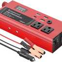 500W Power Inverter DC 12V to 110V Car Charger Converter with Dual USB Ports and 2 AC Outlets for Air Compressor Laptops, Road Trip Accessories (Red)