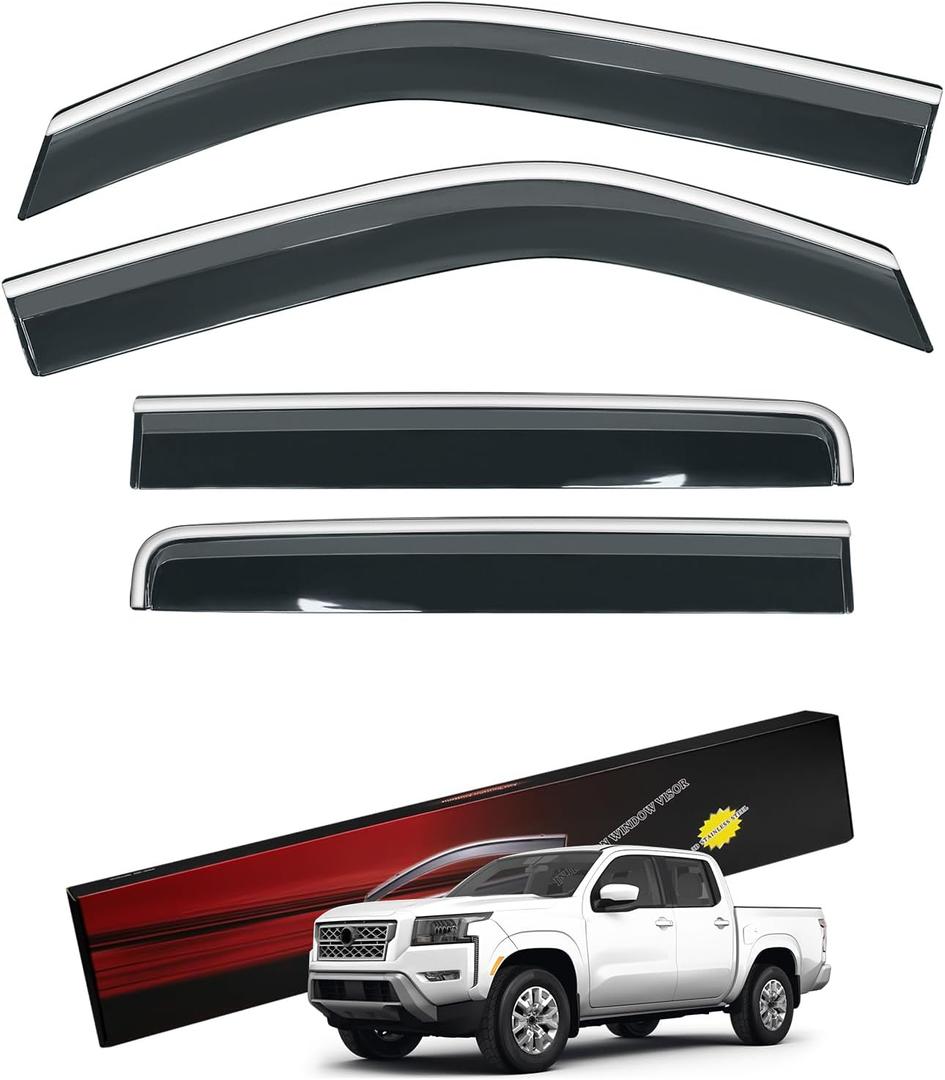 Sze Rain Guards Compatible with Nissan Frontier 2022-2025 Crew Cab Side Window Deflectors Window Visors Out-Channel Guard Deflector Vent Visor-4pcs
