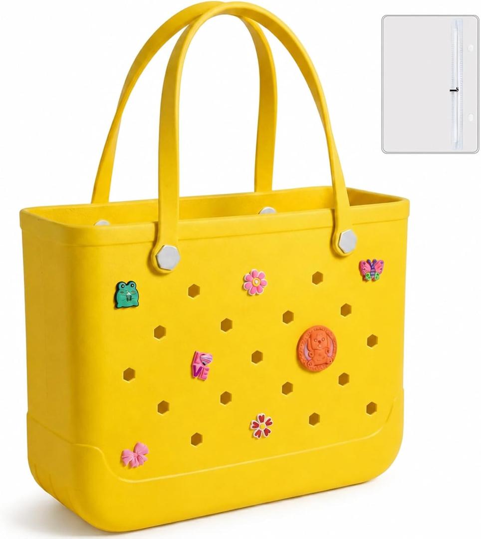 Large Sandproof Waterproof Beach Tote for Women, Travel Gym Pool Bag + Waterproof Pouch, Easy-Clean, Holds Towels Clothes