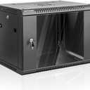 6U Wall Mount Network Cabinet, Server Rack Enclosure with Lockable Glass Door, Cooling Fan, Removable Side Panels - 17.7" Depth, for 19" IT Equipment, A/V Devices