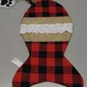 Pet Christmas Stockings for Cats Burlap Plaid Holiday Hanging Fish Socks Fireplace Tree Christmas Decoration