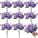 Yunsailing 8 Pack Artificial Peony Flowers Faux Silk Hydrangea Bouquet Wedding Home Table Decor Reusable Bouquet of Rose Flower for Birthday Wedding(Purple)
