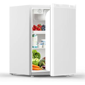 COWSAR 2.6 Cu.Ft Dorm Fridge with Freezer, Single Reversible Door Compact Refrigerator, Adjustable Thermostat, 2 Removable Shelves, Commercial Drink Fridge for Bedroom, Office, Kitchen, Dorm, White