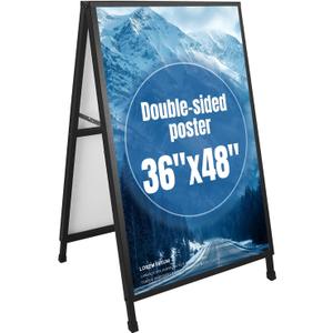 36x48 Inches A Frame Sign Double-Sided Sidewalk Sign Heavy-Duty Outdoor Foldable Advertising Stand Ideal for Stores and Events (Only frame)