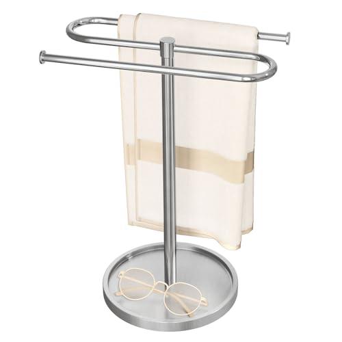 Hand Towel Holder, Stainless Steel Countertop Towel Stand for Bathroom, S-Shape Free Standing Towel Rack Bar Holds 2 Towels for Kitchen, Brushed Nickel