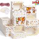 JOYIN 24 Pcs Christmas Cookie Boxes, Gold Foil Treat Boxes with Windows 9" x 6.2" x 3" Bakery Gift Wrapping Box for Xmas Holiday Party Favor Pastries, Cupcakes, Cookies, Brownies, Donuts Gift-Giving