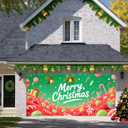 Christmas Garage Door Banner 13x6ft Sweet Merry Christmas Candy Land Green Theme Backdrop Banners for Outside Indoor Winter Door Cover Garage Wall Covering for Party Garage Decorations