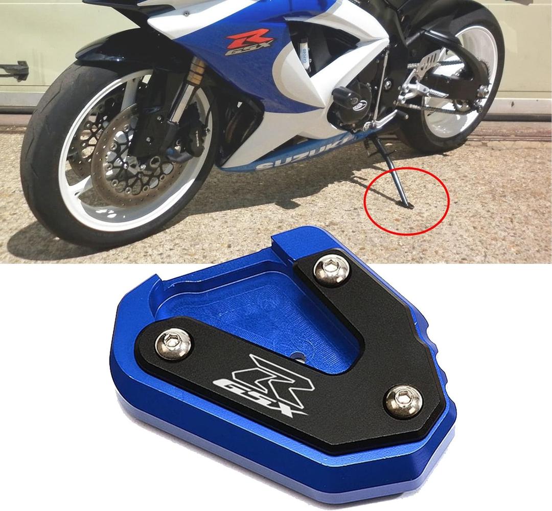 MOWOK Kickstand For Suzuki GSX-R 600 GSX-R 750 GSX-R 1000 R/X GSXR1000 2009-2023 Motorcycle CNC Extension Pad Support Plate Foot Side Stand (blue)