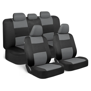 BDK PolyPro Car Seat Covers Full Set in Gray on Black, Front and Rear Split Bench Seat Covers for Cars, Easy to Install Car Seats Cover Set and Accessories for Auto Trucks Van SUV - Gray