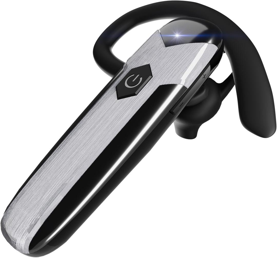 Bluetooth Headset V5.3 Single-Ear Earpiece with Wireless Microphone 48H Battery, Bluetooth Earpiece - Handsfree for Driving/Truck Drivers, Compatible with iPhone, Android, Samsung