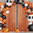 Sugargirl Orange Sequin Backdrop Curtain 2 Panels 2FTx8FT Glitter Orange Background Drapes Sparkle Photography Backdrop for Party Wedding Birthday Wall Decoration