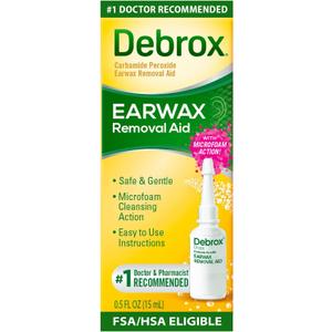 Debrox Ear Wax Removal Drops, Gentle Microfoam Ear Wax Remover with Carbamide Peroxide, 0.5 Fl Oz