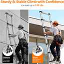 Telescoping Ladder 12.5 FT Telescopic Ladders Stainless Steel Extension Ladder with Triangle Stabilizers, Portable Collapsible Extendable Ladder for Home,RV,Outdoor Work,330lbs Max Capacity