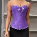 SZIVYSHI Corset Tops for Women, Bustier Shapewear Lingerie, Lace Waist Push Up Bodysuit (Purple, M)