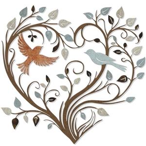 Hnatzu Colorful Heart Tree Metal Wall Art with Birds,Vibrant Heart Wall Decor for Living Room,Unique Metal Bird Wall Art for Home, Garden,or as a Gift of Love and Family
