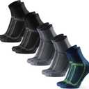 DANISH ENDURANCE Ultra-Comfort Quarter Running Socks, Performance Socks, Men & Women - Multicolor (2xblack/Grey, 2xgrey/Black, 1xblue/Yellow) 5-pack, XL)