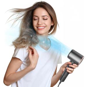 Professional Hair Dryer, 200 Million Negative Ionic Blow Dryer with 110000 RPM Brushless Motor, 1500W High-Speed HairDryer with Magnetic Nozzle & Diffuser for Salon, Home, Travel (Wisdom Gray)